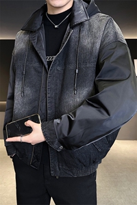 标50白鸭绒牛仔拼接男装羽绒服宽松版B317-1111-P285图片
