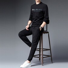 2023新款爸爸运动套装男秋季印花圆领卫衣男中年商务休闲运动服，男装休闲套装，电商B212（原钱塘6029）