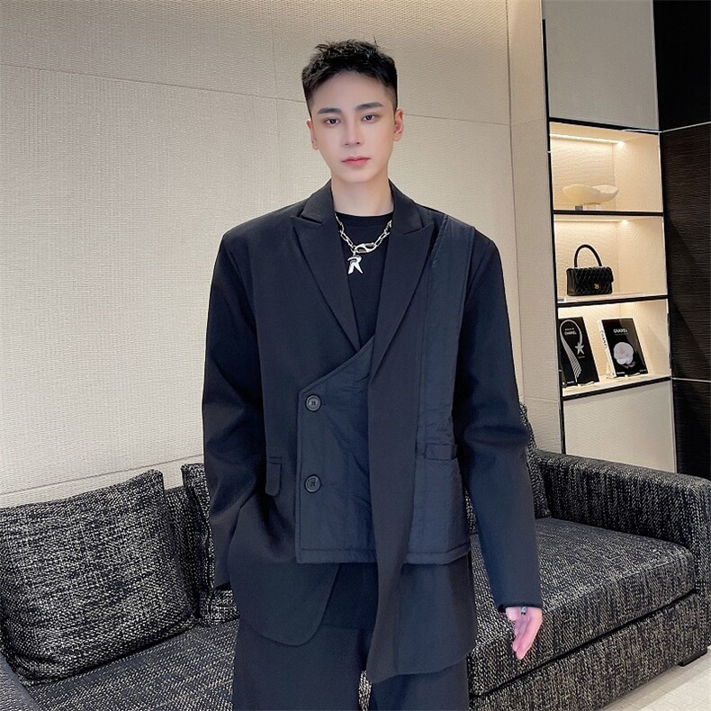 红炸街西服外套男高级感黑色上衣设计感小众A345-181-P135,男装西服,电商A345