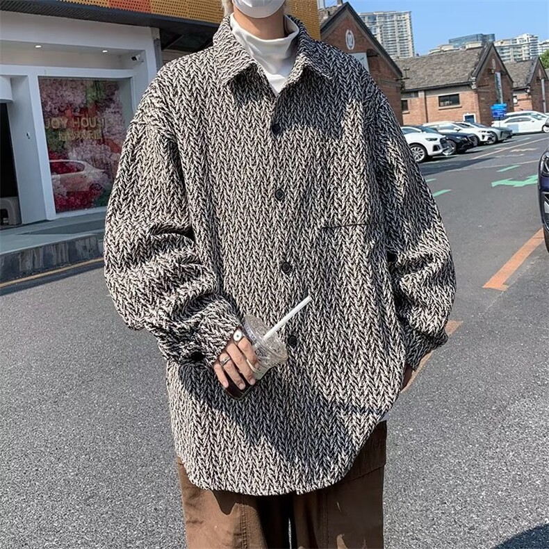 秋冬毛呢外套男士韩版潮流情侣毛边ins衣服港风原宿风夹克 JJK80图片