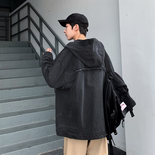 秋季牛仔外套男韩版潮流机能连帽夹克宽松ins港风上衣服JK077-p65，男装夹克，星座1008-2