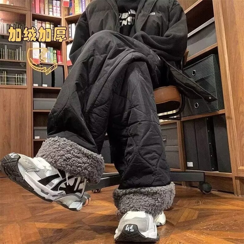 WASSUPHAPPY羽绒棉裤男士冬季款加绒加厚防风防水羊羔毛休闲裤子,男装棉裤,星座1002-2