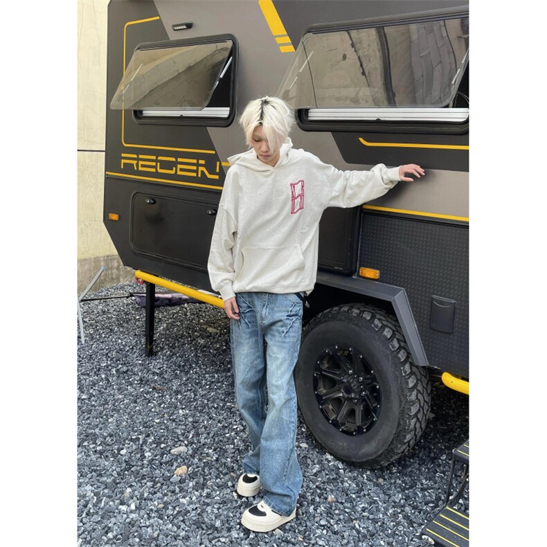 【有货】闪电纹牛仔裤美式vibe风裤子高街修身微喇A119LL-特P50,男装牛仔裤,星座1007（原301D）
