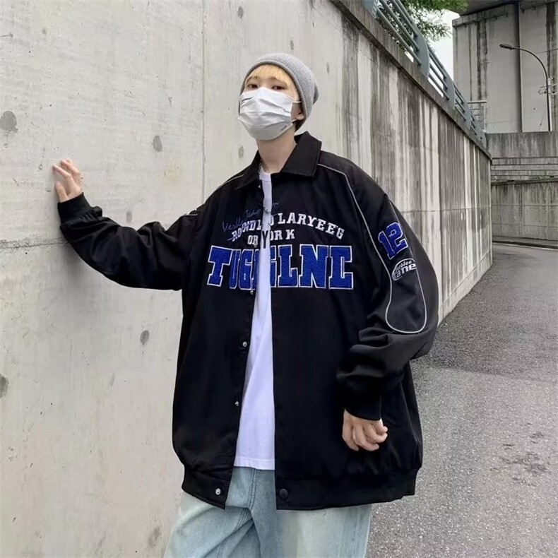 春秋季ins潮牌高街宽松外套新款字母刺绣飞行员夹克男W6987-P58,男装夹克,星座512-2