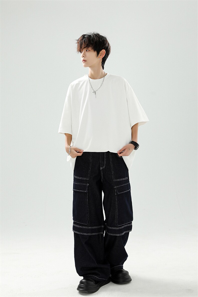 8XL-M高品质重磅棉光版纯色短袖T恤百搭款半截袖五分袖DX332特P23,男装T恤,电商D206-1
