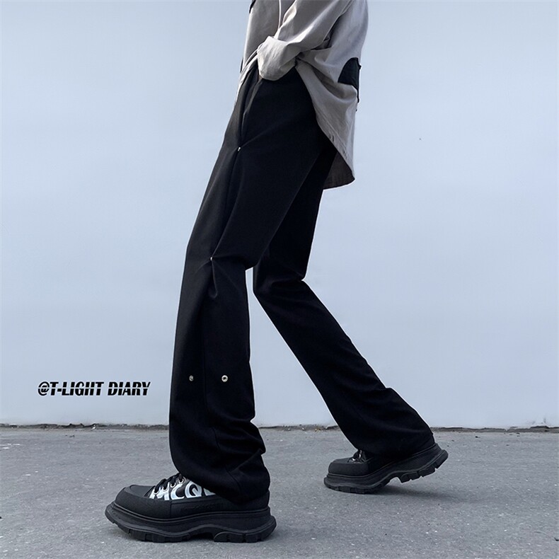 B221 美式ins高街小众排扣直筒休闲西裤 LK23008-P60 控78图片