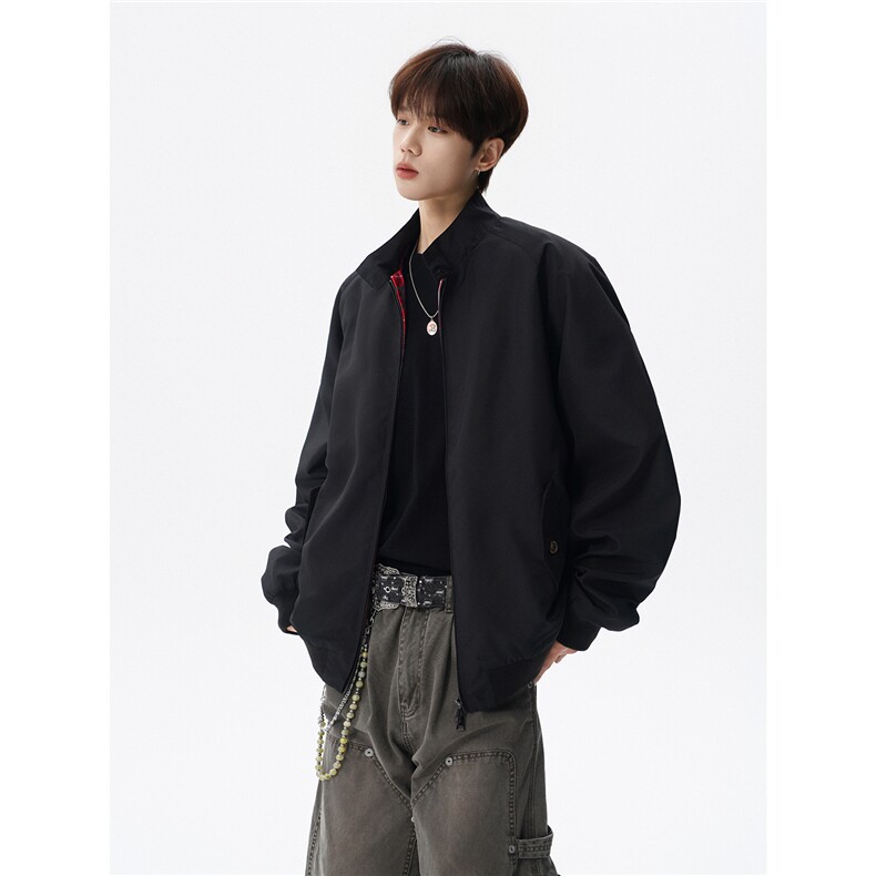 美式复古棒球服外套男春秋季潮牌拉链立领夹克宽松上衣服JK005,男装夹克,电商B312