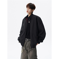 美式复古棒球服外套男春秋季潮牌拉链立领夹克宽松上衣服JK005，男装夹克，电商B312