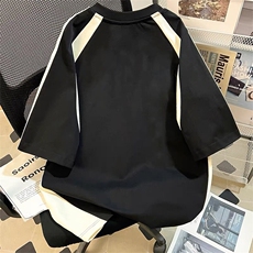 300克得物重磅100纯棉宽松撞色结构感短袖T恤男RH5021-特P35，男装T恤，星座610B-1