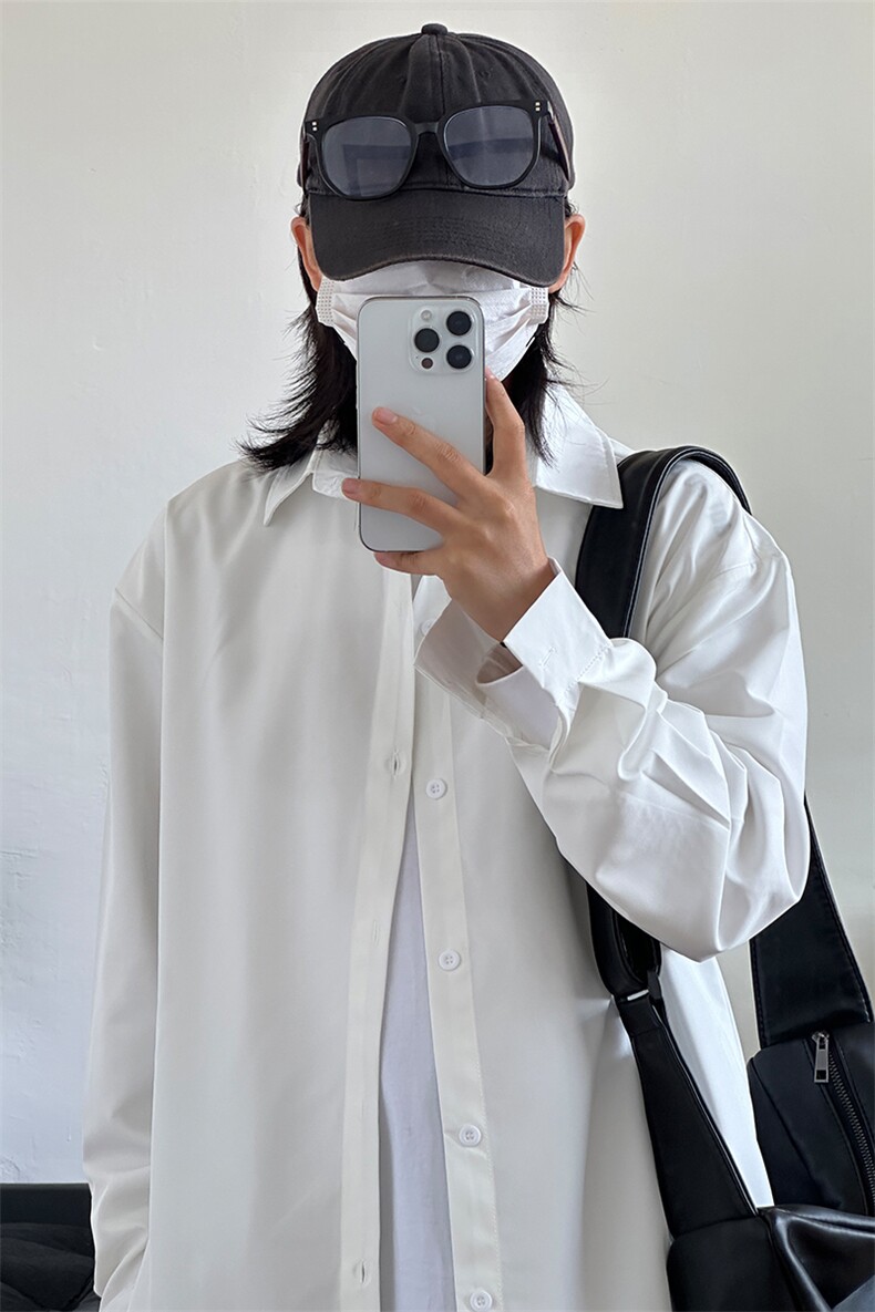 四季薄款冰丝长袖衬衫男简约纯色垂感休闲长袖痞帅衬衣CS031-P28,男装衬衫,星座301C-5