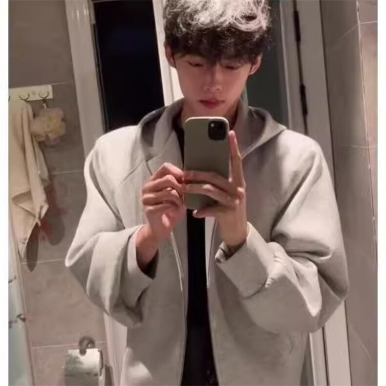 1506/QF310/P63美式重磅短款连帽男女春秋季潮牌廓形外套衣服,女装短外套,星座1506