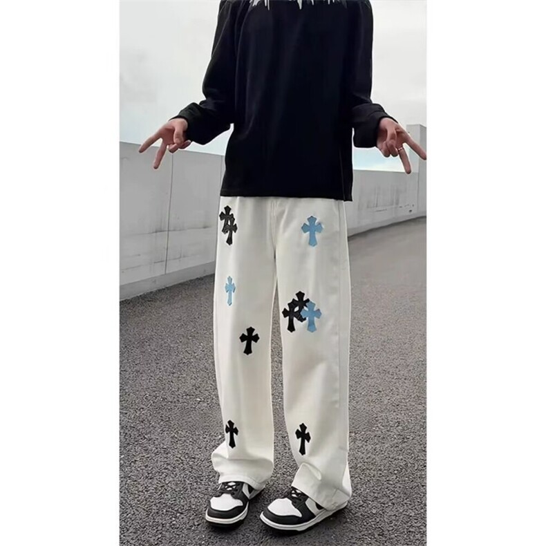 港风潮男季新款牛仔裤嘻哈潮高街潮流痞帅长裤513ACK2515P45,男装牛仔裤,星座513A