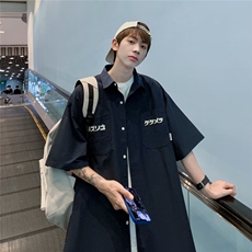 短袖衬衫男高级感港风工装外套夏季薄款痞帅设计小众衬衣C4030P30，男装衬衫，星座1116-2
