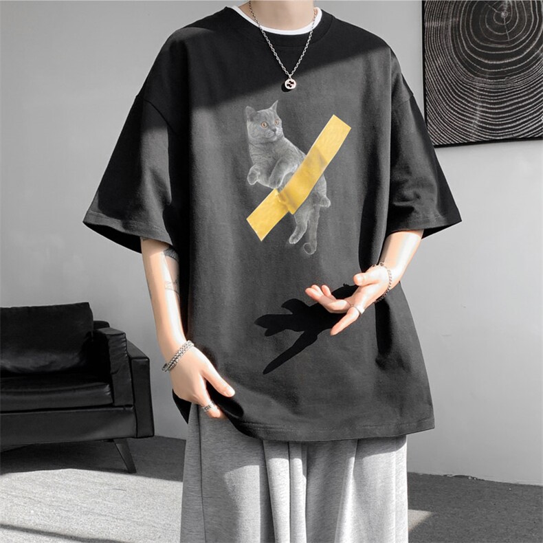 ！2025夏季新款男士纯棉短袖T恤衫印花半袖T2448特P19控38图片