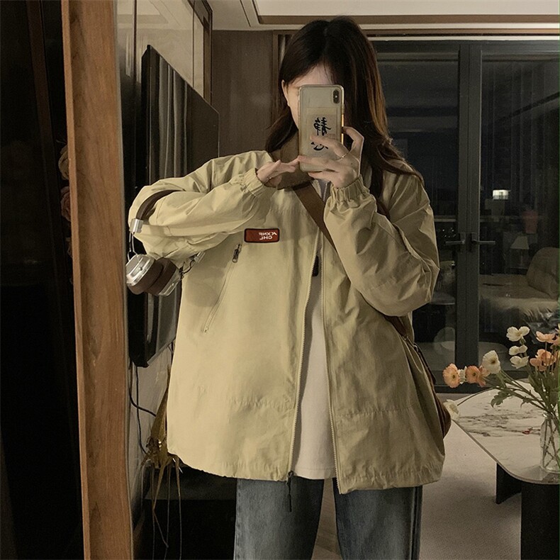 A434-P100日系工装外套新款潮牌撞色翻领宽松休闲男女款夹克上衣,男装夹克,星座911