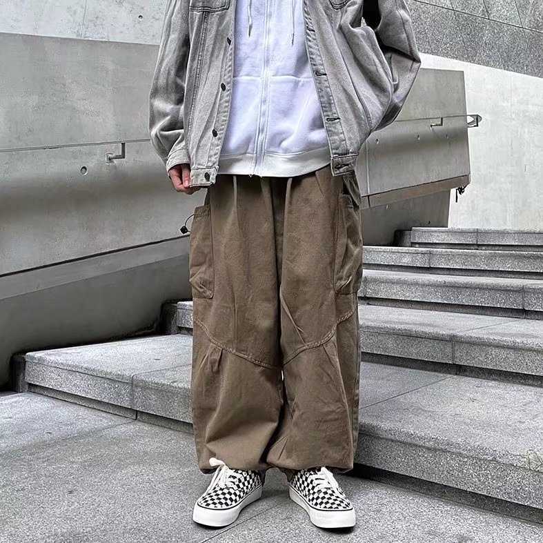 阔腿工装裤男潮牌ins嘻哈坠感长裤纯棉休闲裤A528P38,男装休闲裤,星座1116-2