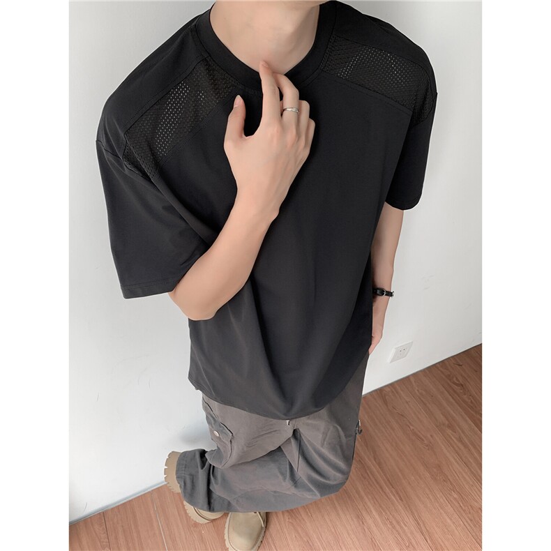 夏装速干防晒冰丝凉感透气短袖T恤男装夏季网眼拼接半袖S429-特23图片