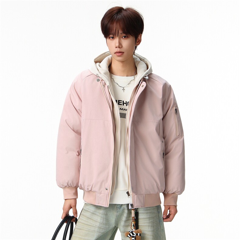 新款冬季大码羽绒棉服棉袄连帽假两件韩版宽松外套A436-2583-P95,男装棉衣,电商A436