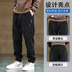 港风春款灯芯绒裤男时尚宽松弹力潮流风束脚大码M-5XLK826P45，男装休闲裤，星座1013