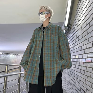 衬衫男长袖潮流外套宽松寸衣复古秋季新款 CS92 P40图片