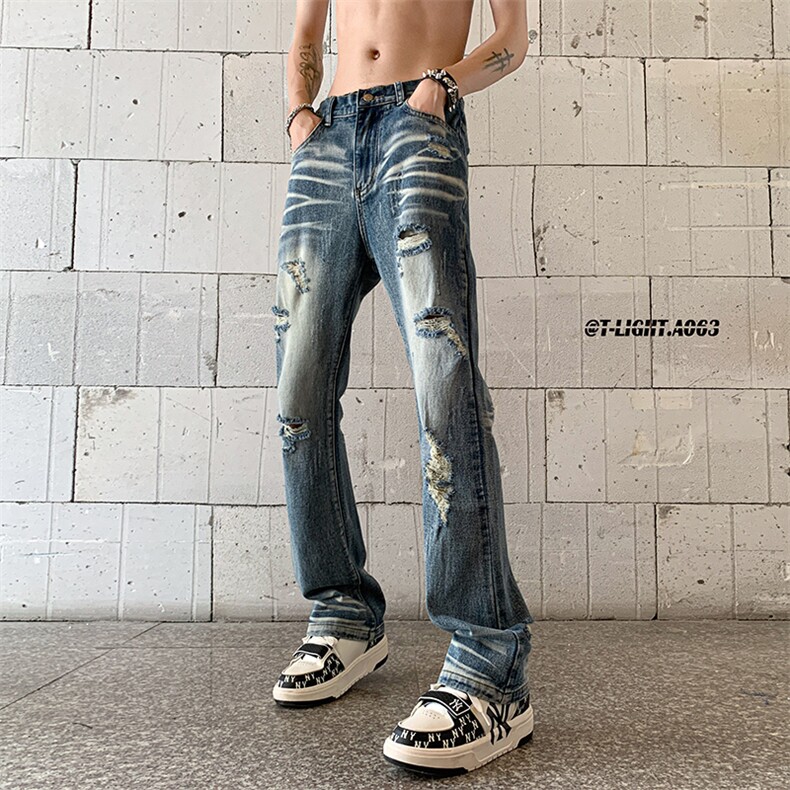 夏季美式高街ins小众破洞牛仔裤货号K755P6588,男装牛仔裤,电商A063