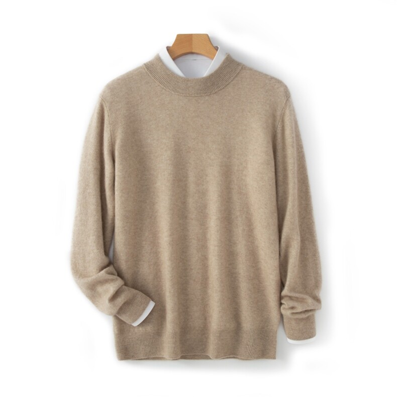 高端商务休闲半高领纯山羊绒衫男士套头毛衣针织衫内搭羊毛衫，男装羊绒套衫，恒标羊绒