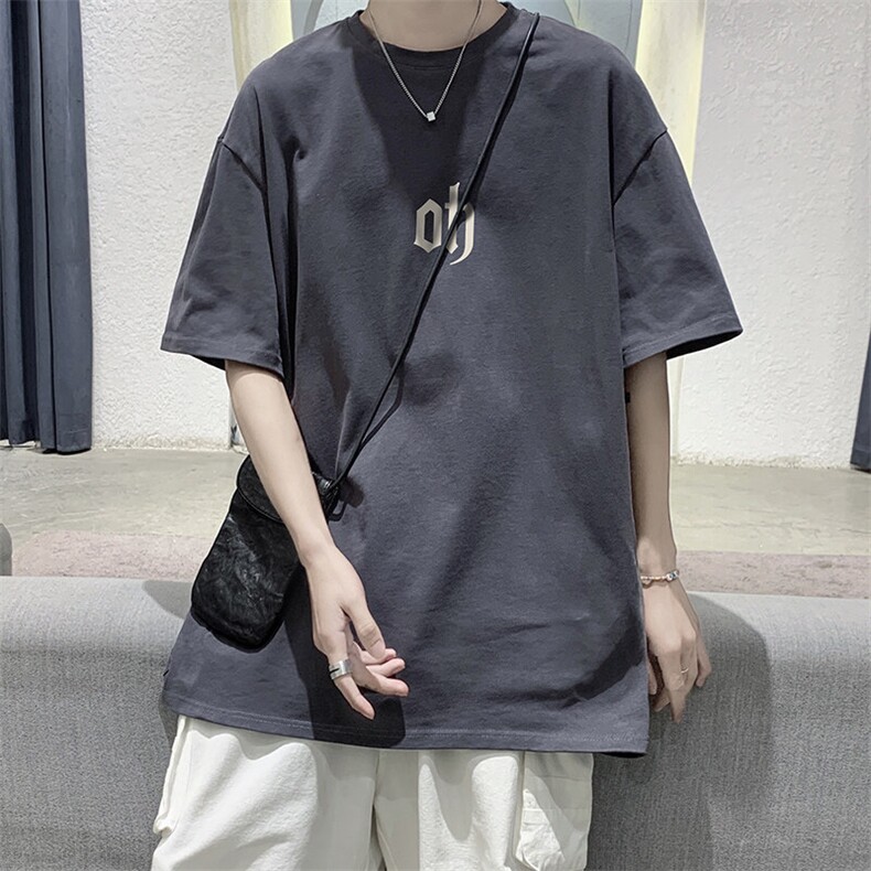 重磅短袖t恤男ins潮牌夏季薄款2025新款体恤胖子大码五分袖衣服薄,男装T恤,电商A102