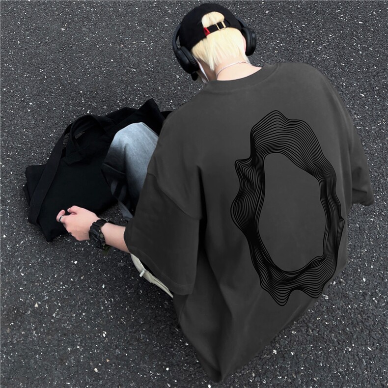 重磅美式高街印花纯棉大码宽松休闲短袖T恤T2508-P25控38,男装T恤,电商B219A