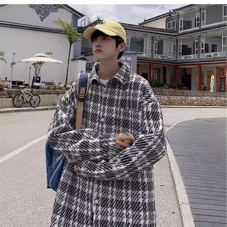 美式粗花呢小香风外套男高级感痞帅千鸟格刺绣衬衫式夹克,男装夹克,星座1210-1