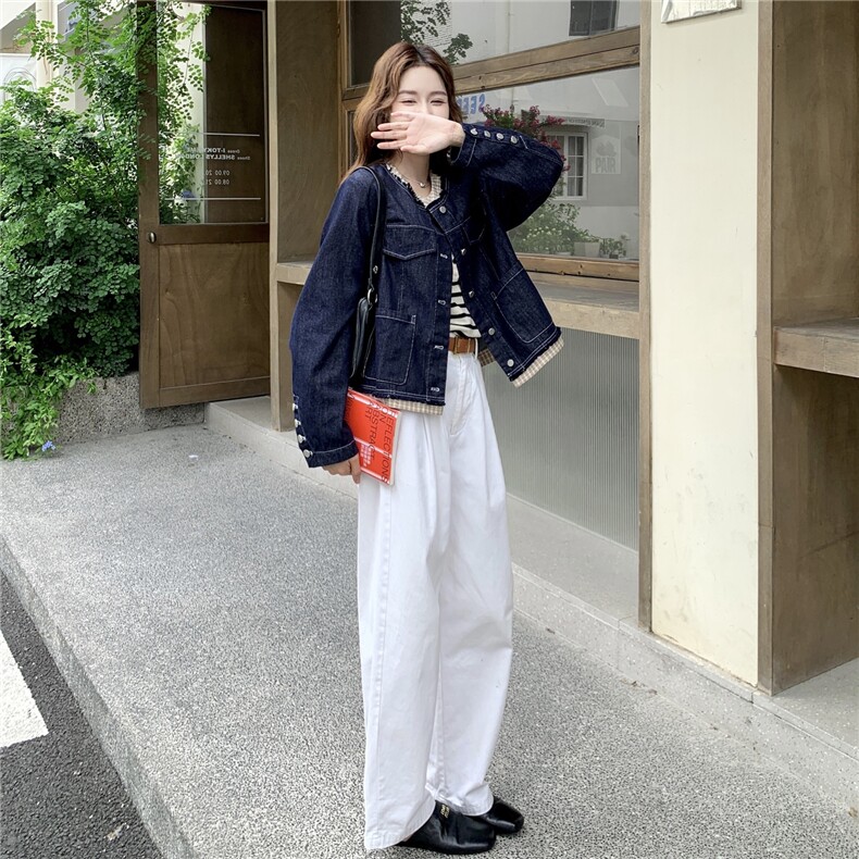 韩系设计感牛仔外套女2025秋季新款宽松百搭休闲时尚潮流牛仔衣潮,女装短外套,2C227