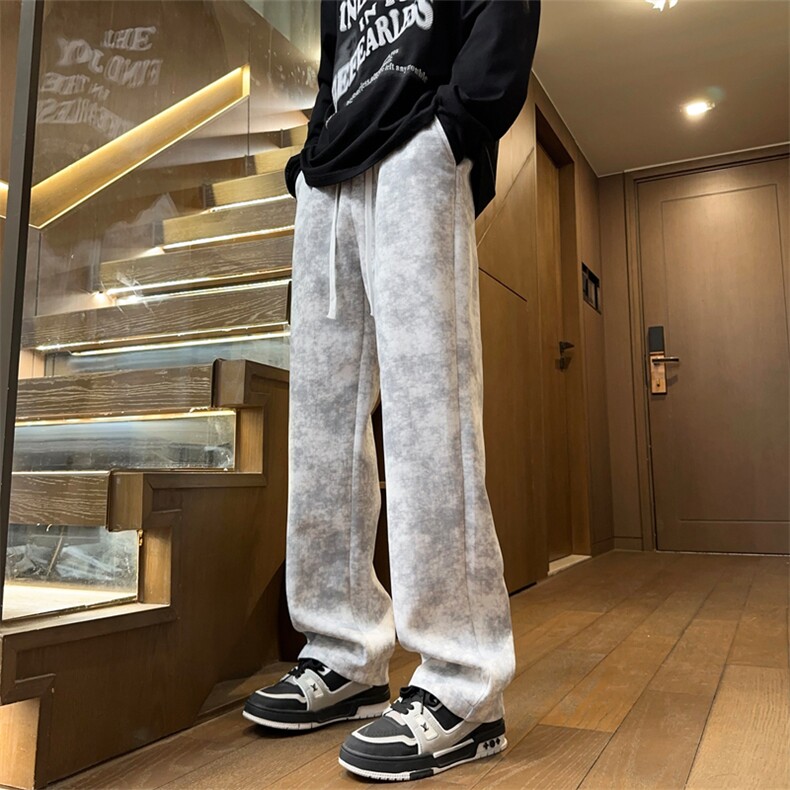 秋季新款休闲裤男宽松扎染直筒裤拖地卫裤K7786-P45控68,男装休闲裤,星座209-2