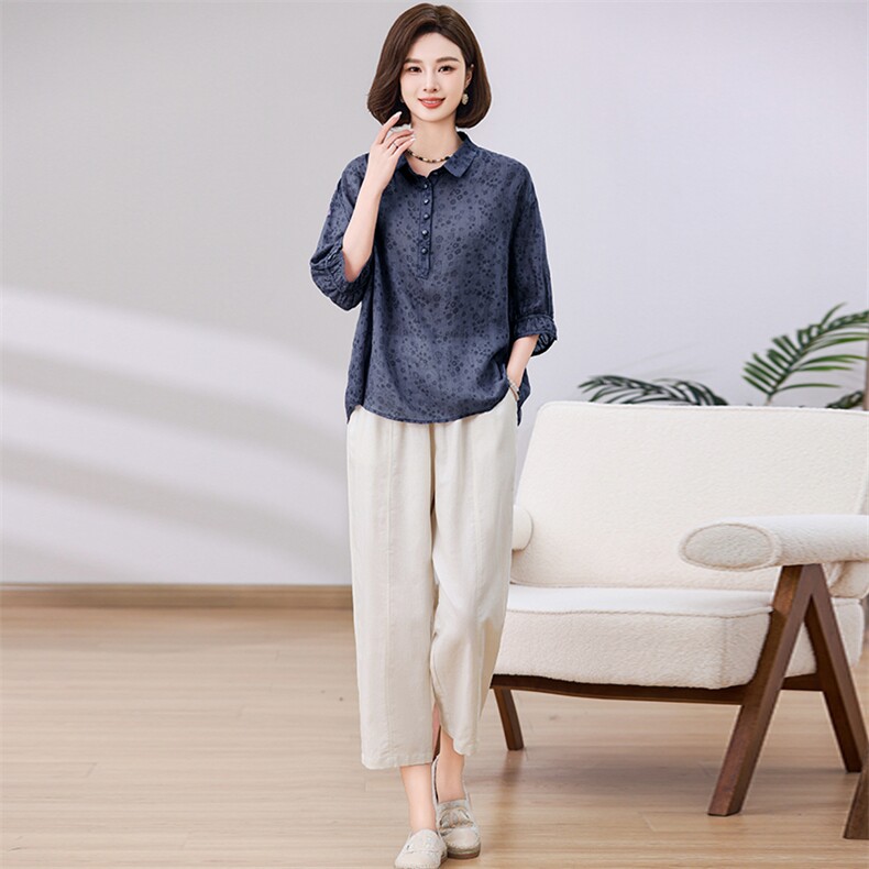 dpqb棉麻套装女夏装2025夏季新款妈妈高端洋气时尚休闲苎麻两件套,女装套装/套裙,独衣靓