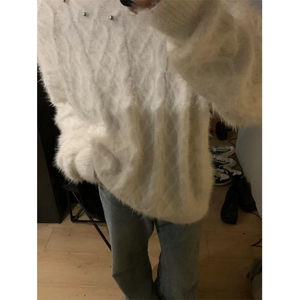 【有货】美式高街设计感小众白色毛衣金属扣针织衫BX017-特P60图片