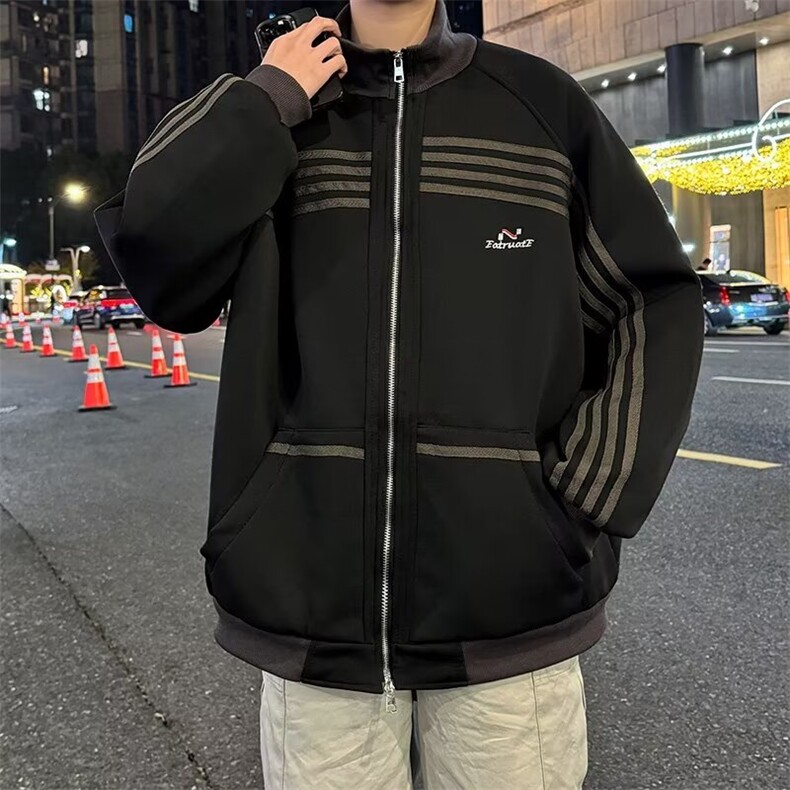 美式条纹撞色户外夹克男秋高街潮牌复古外套BJ653P70,男装夹克,星座1116-2