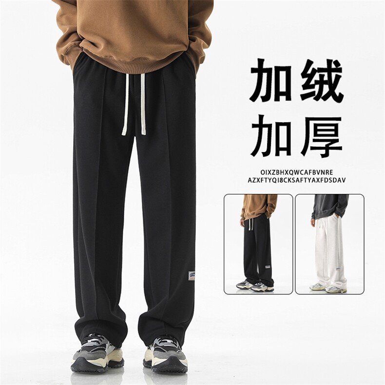 休闲裤男潮牌新款宽松抽绳运动加绒加厚裤X1681特批39加绒特批49图片