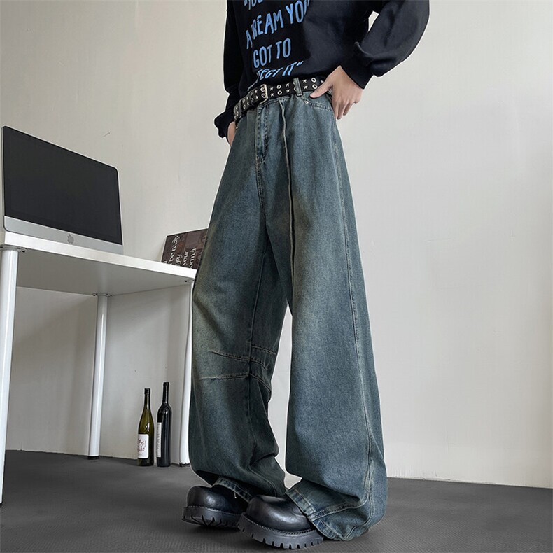 2025新款拼接做旧痞帅宽松牛仔裤xz906-K1263特P45无差价控88，男装牛仔裤，星座906（原电商a316-1）