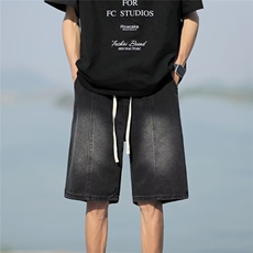 牛仔短裤男韩版潮流松紧腰帅2024夏季新款ins宽松五分裤RK431-P38，男装牛仔裤，星座412-3
