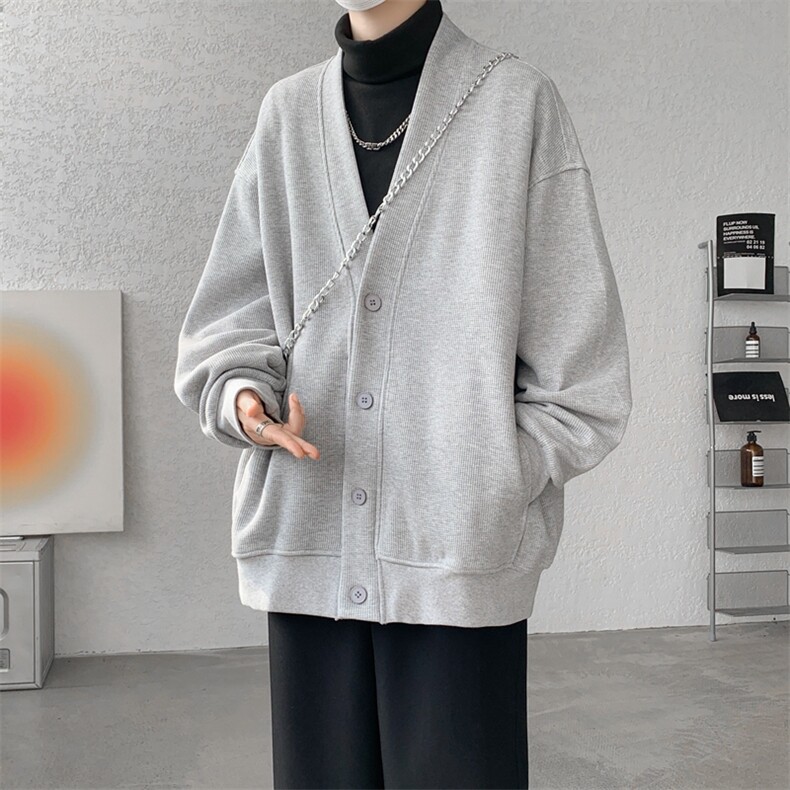 纯色开衫外套M~8XL大码高级感重磅宽松华夫格慵懒卫衣KS2101/P60,女装短外套,电商B238