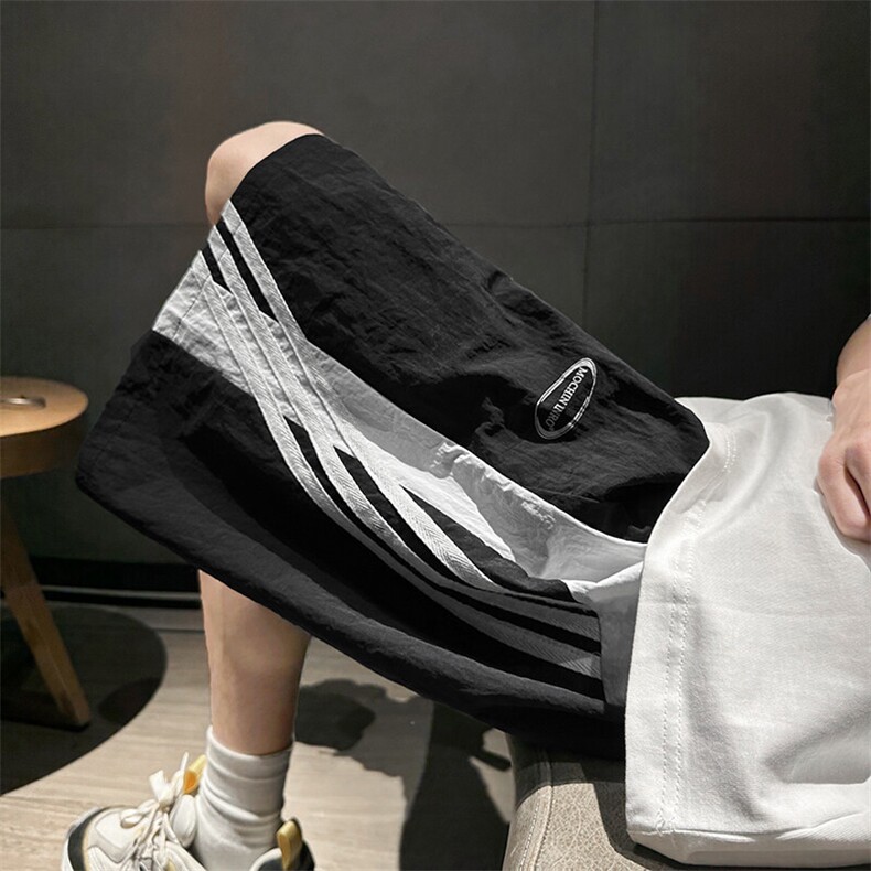 条纹撞色速干短裤男夏季薄款宽松五分裤 FSDK246 M-3XL 特p30控58图片