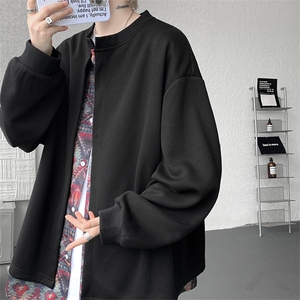 KS10157-特批60 控108新款开衫休闲上衣设计感假两件复古大码卫衣图片