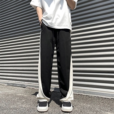 棉盖丝高街拼色裤子男夏季薄款宽松直筒阔腿运动休闲长裤KD280，男装休闲裤，星座1116A-1（原606A）