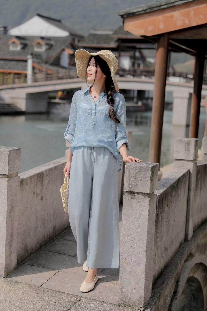 纯苎连衣裙小衫裤子裙子衬衣 时尚风 风淑女风休闲风，女装连衣裙，川哲