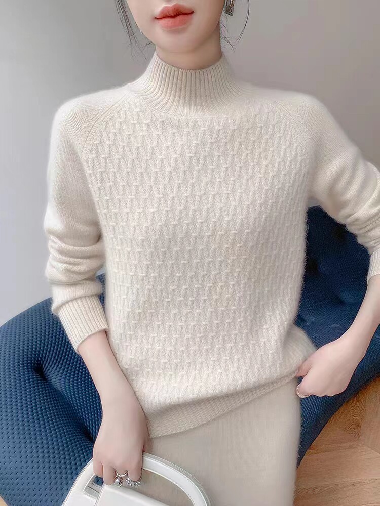 半高菱形提花针织衫图片