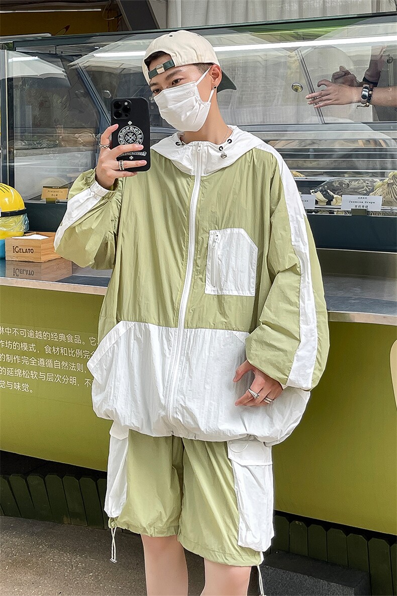 夏季夹克衫防晒服套装运动风撞色时尚防晒衣男XZ514-2-1610-P98,男装防晒衣,星座514-2(原B239)