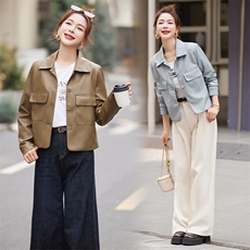 皮衣外套女春秋短款2025年新款欧货气质PU皮夹克高级感小个子上衣，女装皮衣，跑量工厂店