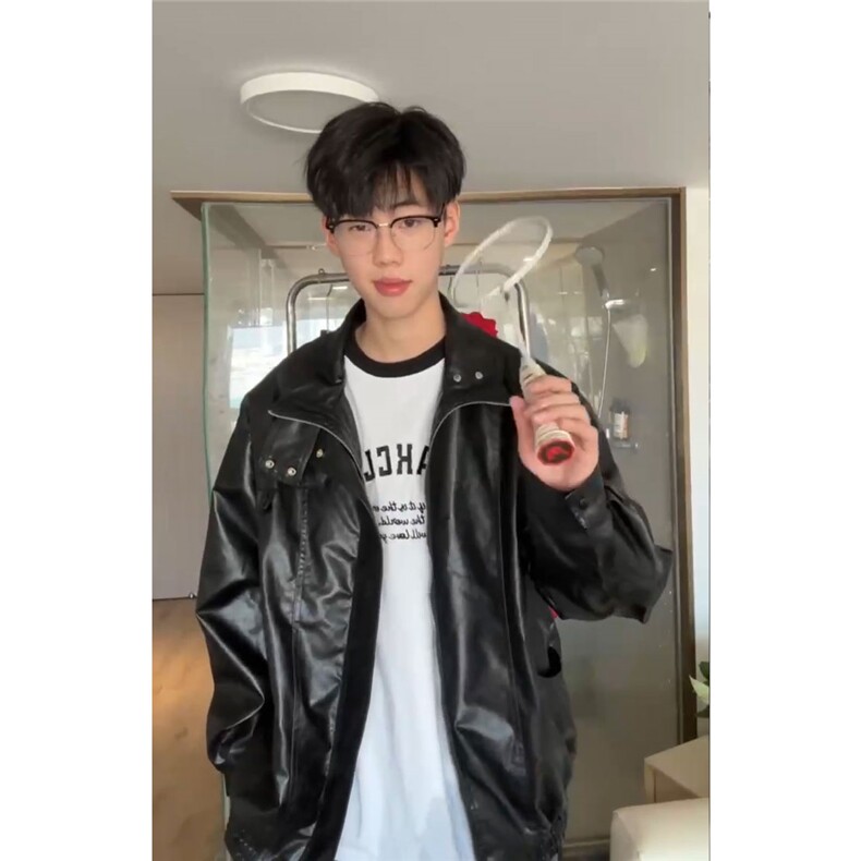 皮衣男韩版潮流痞子帅气高街2024春秋新款ins宽松外套PY715-P100,男装皮衣,电商A128