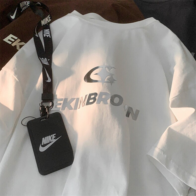 银色立体四芒星印花短袖T恤男DT77776P23块特价控45：供抖音视频，男装T恤，星座227-7