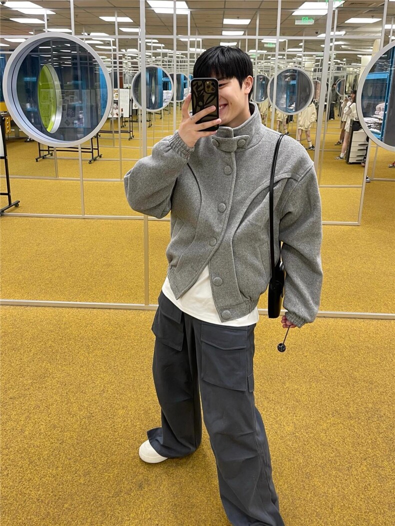 【有货】R3001CC-特P110加厚毛呢外套男设计感立领呢子夹克,男装夹克,星座1007（原301D）