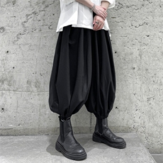 春装高级山本风日系复古9分裤男九分灯笼裤暗黑裤子大码九分裤，男装休闲裤，星座909