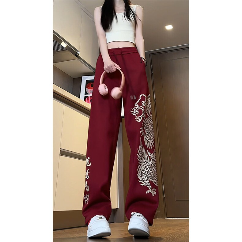 2025秋季新款内景大码龙年风印花卫裤M-5XHK24139-特P45，男装休闲裤，电商A022